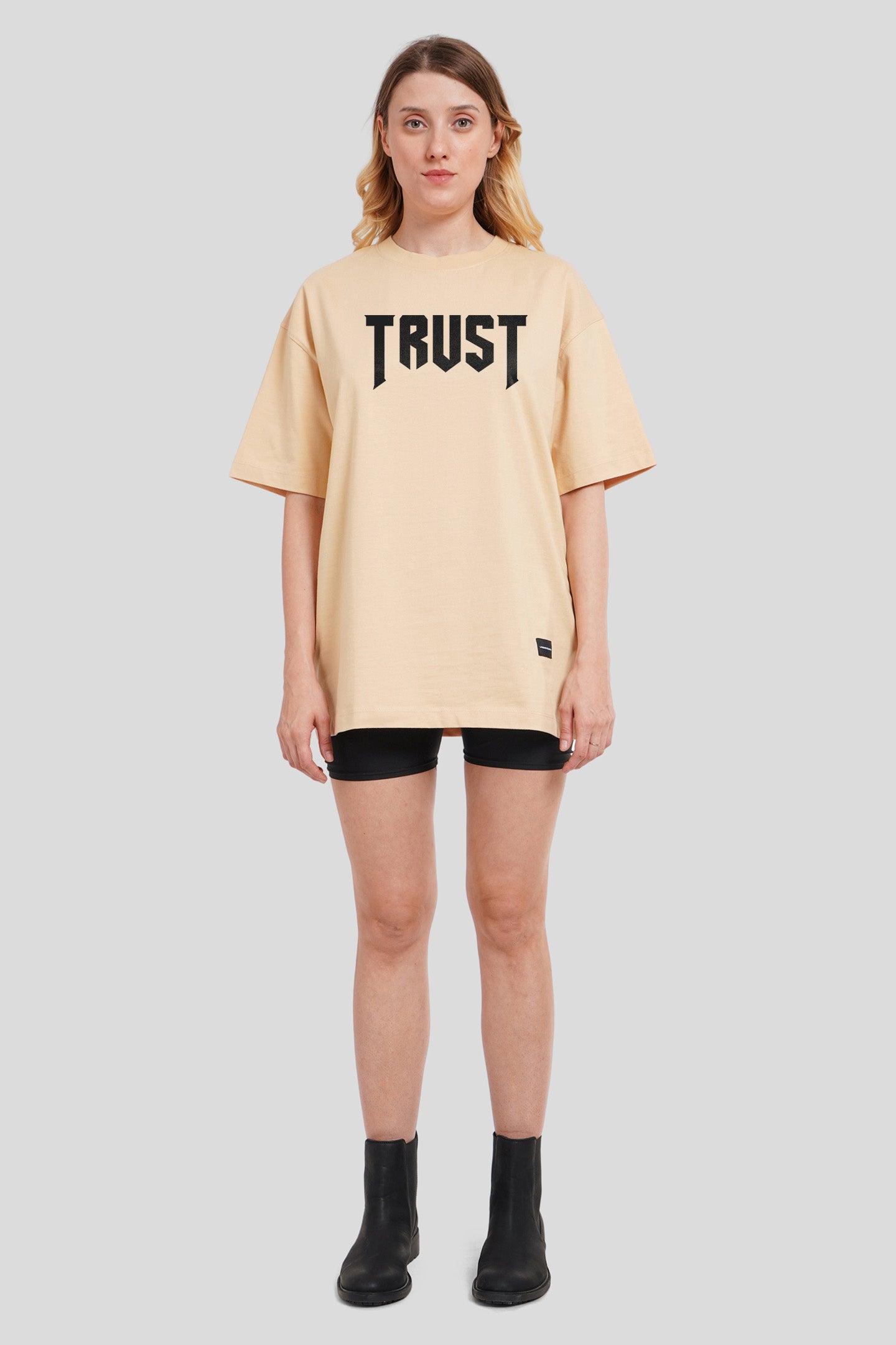 Trust Beige Oversized Fit T-Shirt Women