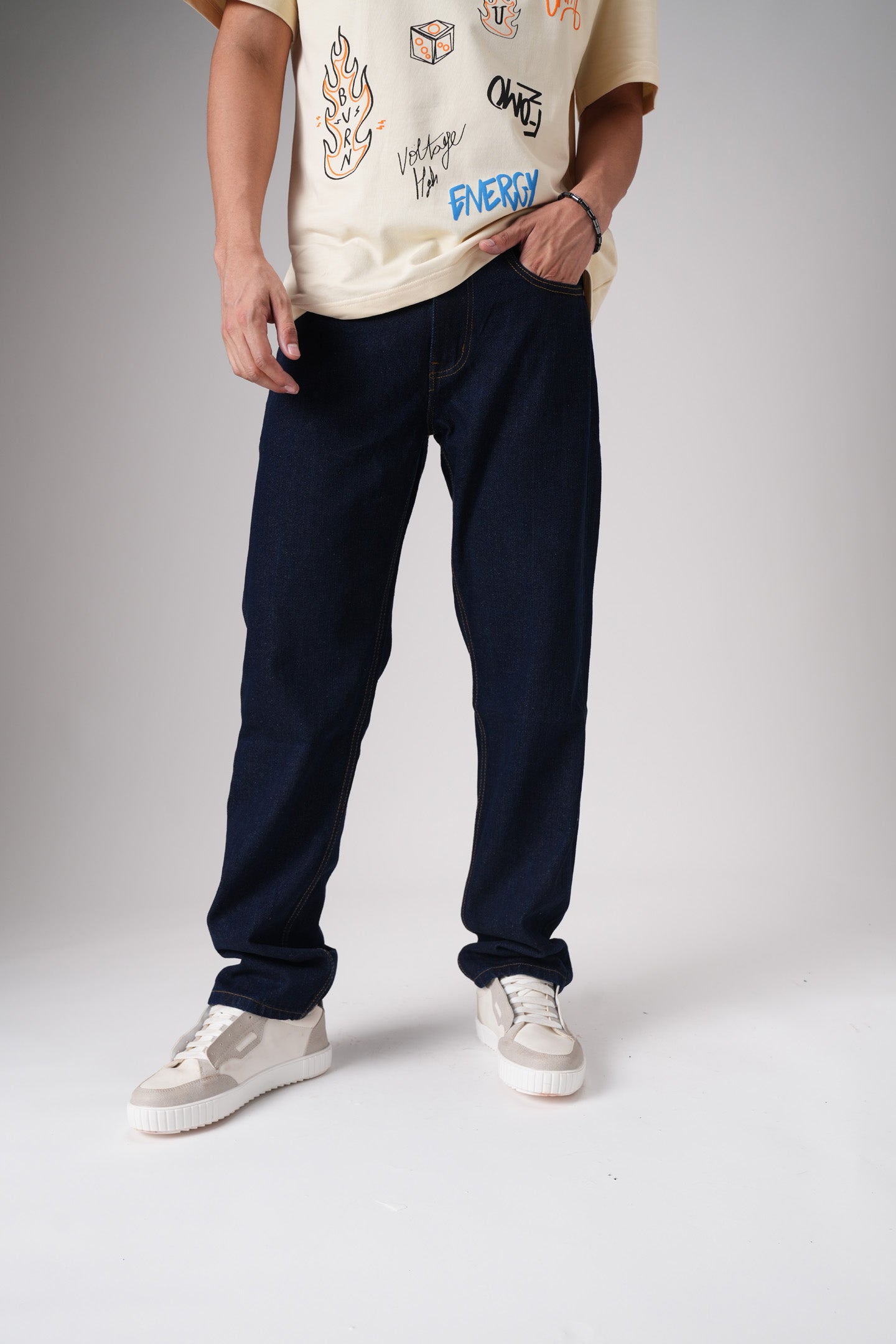 Dark Cobalt Blue Men's Straight Jeans
