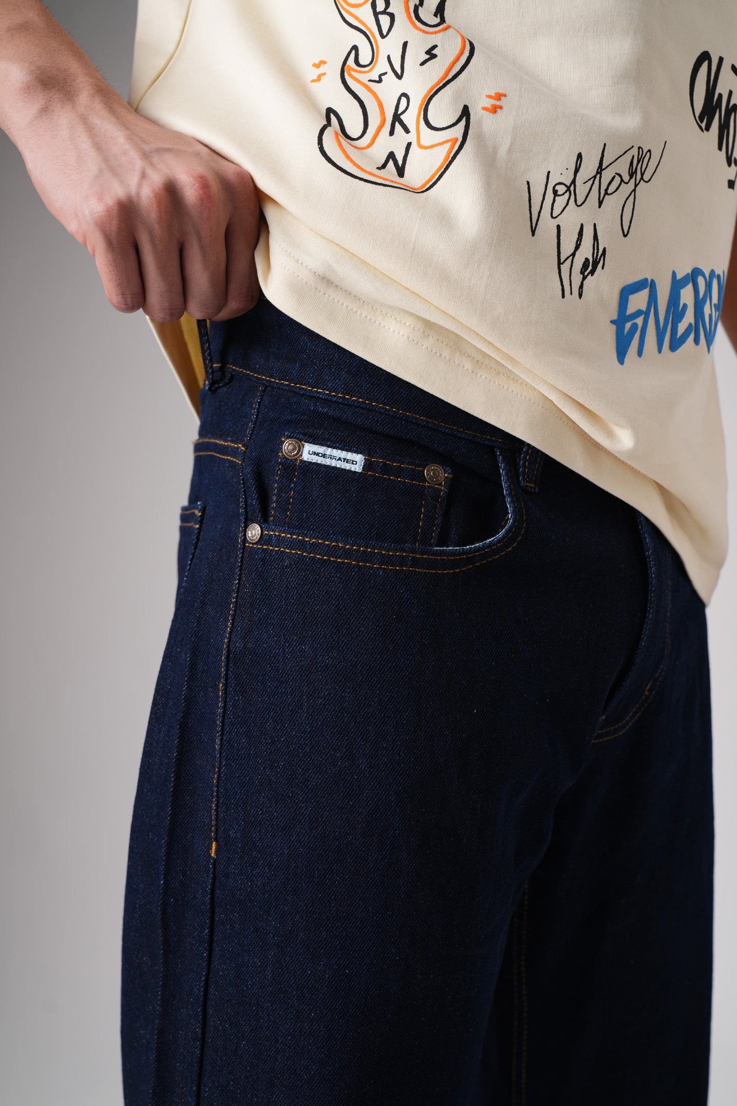 Dark Cobalt Blue Men's Straight Jeans