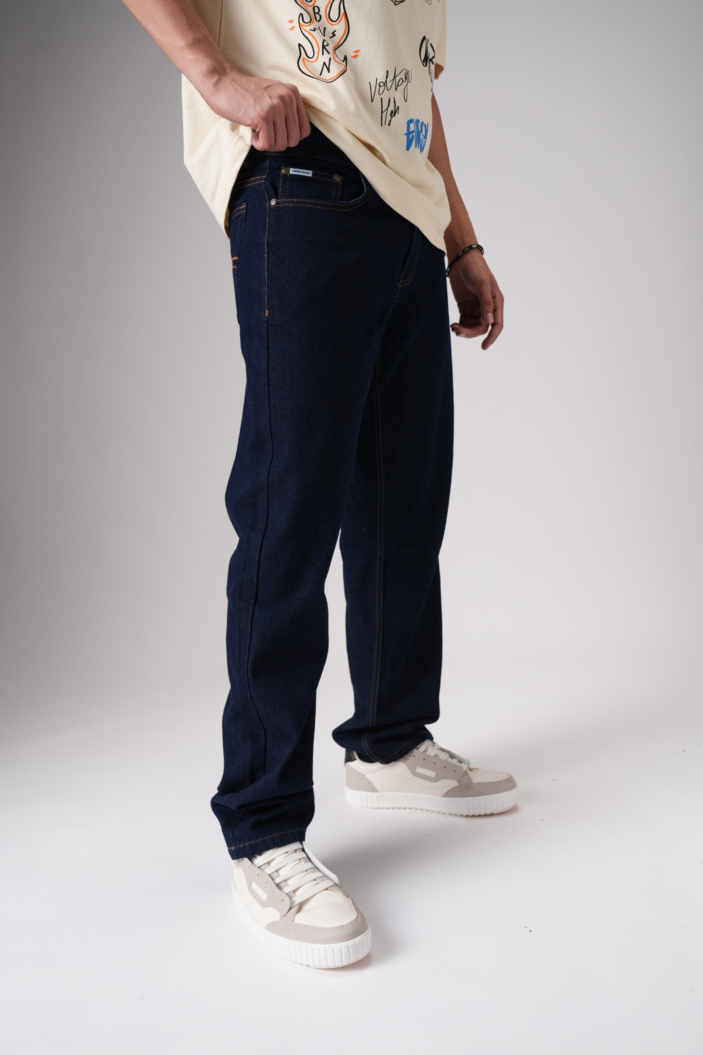 Dark Cobalt Blue Men's Straight Jeans
