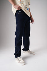 Dark Cobalt Blue Men's Straight Jeans
