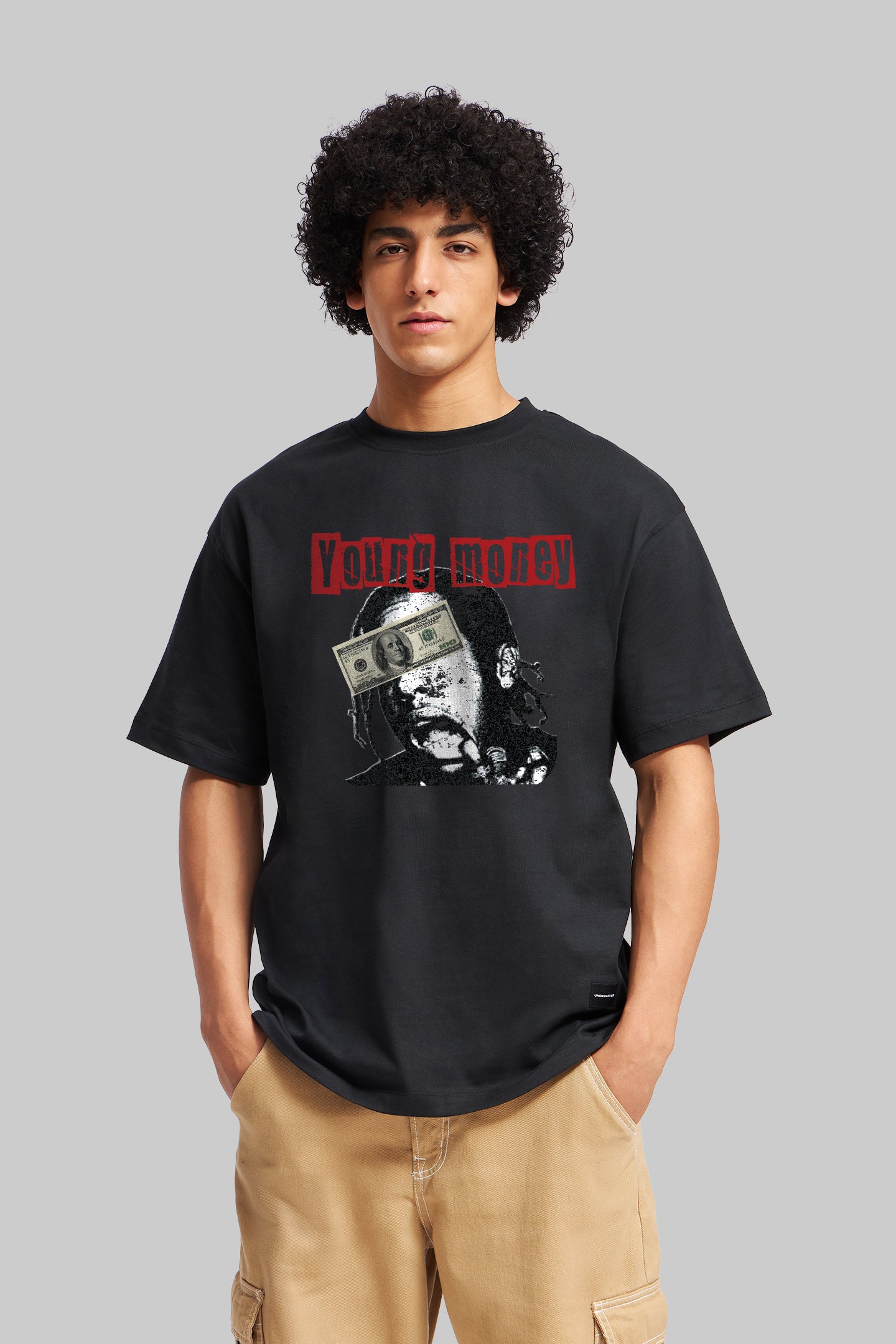 Shop Young Money Black Oversized Fit T-Shirt Men