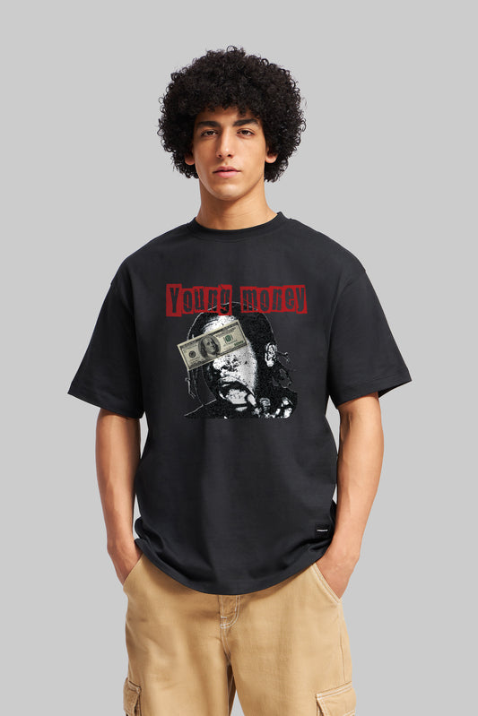 Young Money Black Oversized Fit T-Shirt Men Pic 1