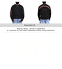 Front and back of a black oversized sweatshirt with red