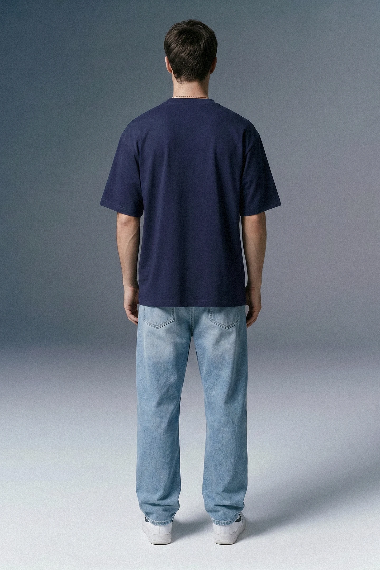 Edge Print Navy Oversized T-shirt
