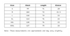 Size Chart of Men Regular T-Shirt in cm