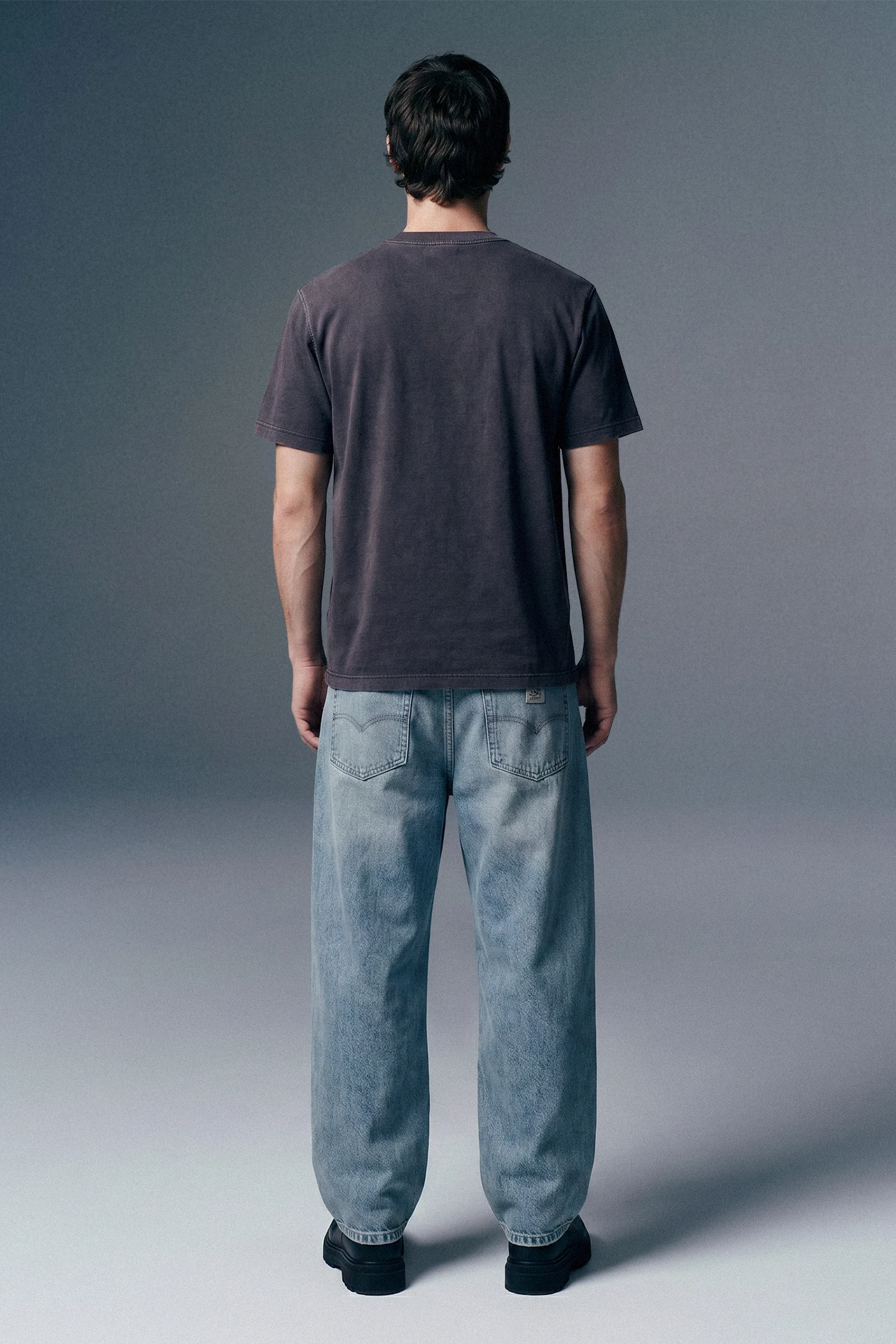 Underrated Curve Acid Washed Navy Regular Fit T-shirt