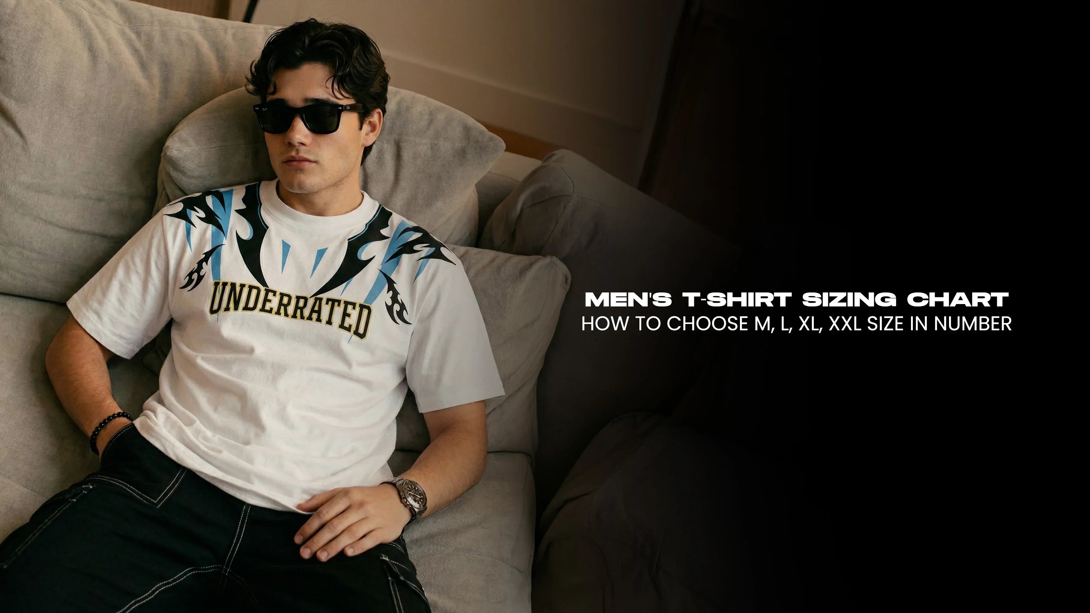 Men's TShirt Sizing Chart M, L, XL, XXL in Numbers
