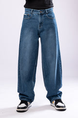 Blue Mid Rise Men's Baggy Fit Jeans