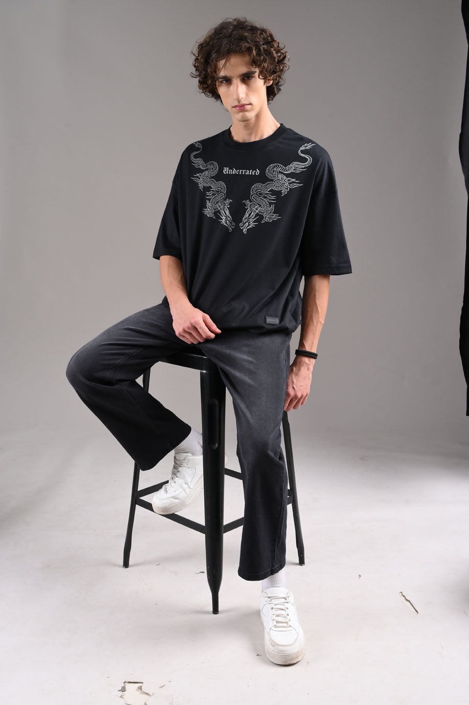 URC Dragon Black Baggy Fit T-Shirt Men Pic 4