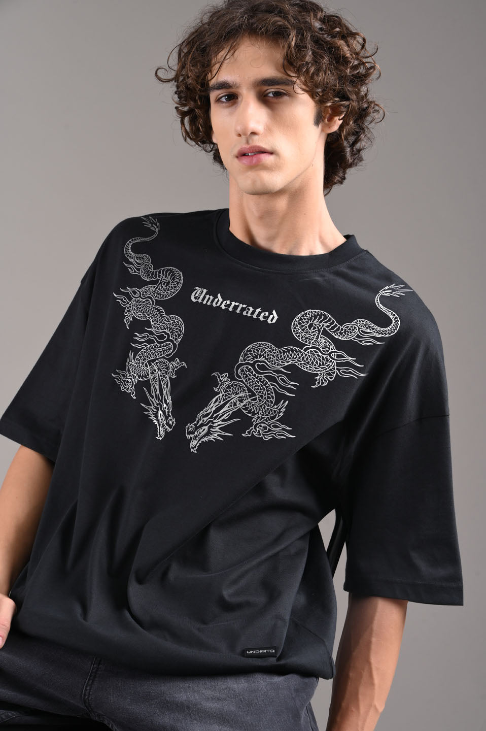 URC Dragon Black Baggy Fit T-Shirt Men Pic 1