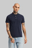 Navy Blue Shoulder Tape Polo T-Shirt Pic 4