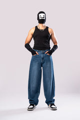 Blue Mid Rise Men's Baggy Fit Jeans