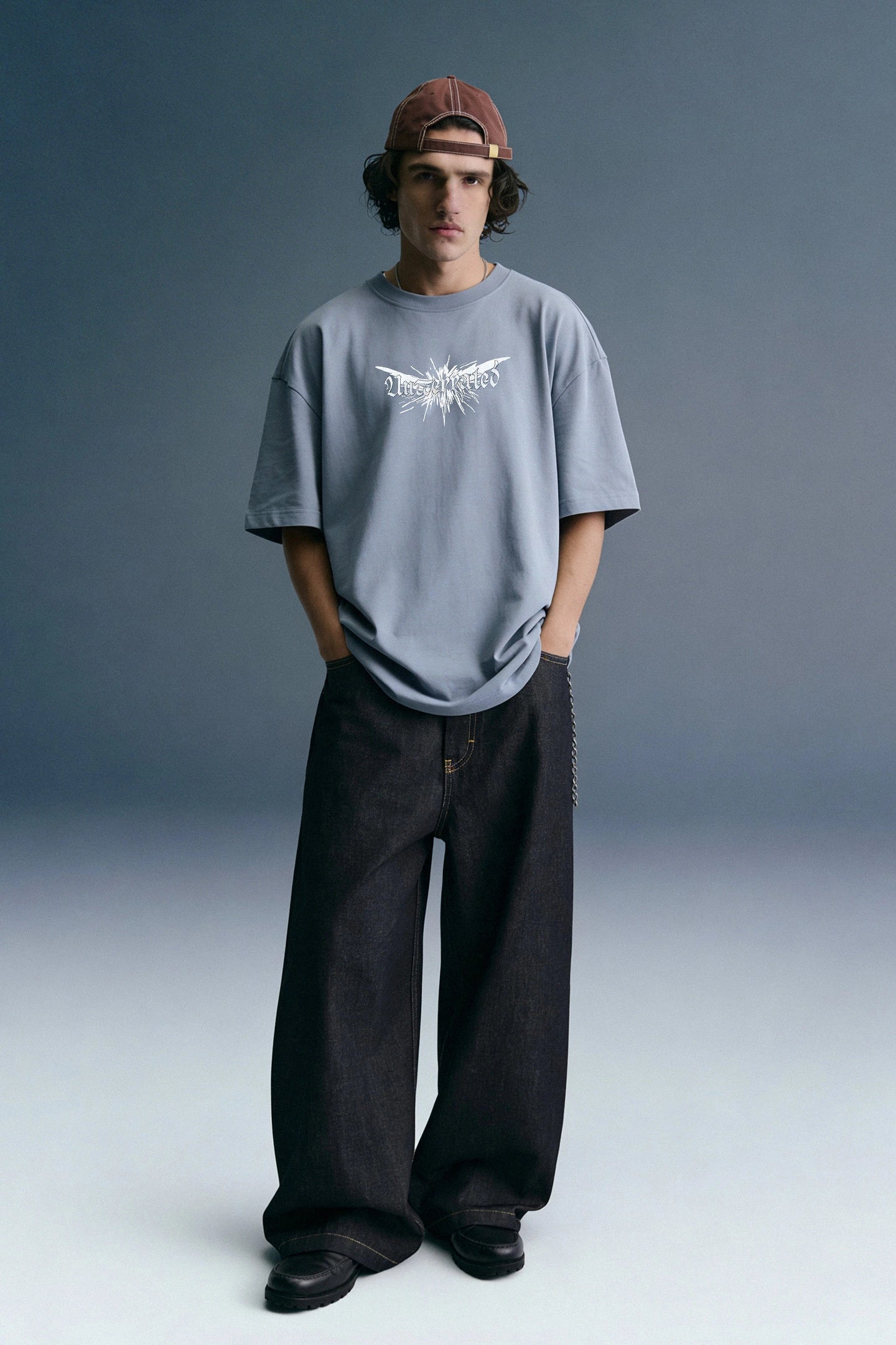 URC Splashed Blue Oversized T-shirt Men