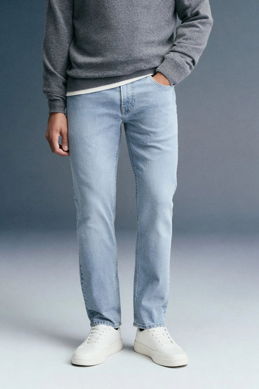 Sky Blue Low Rise Men's Slim Fit Jeans