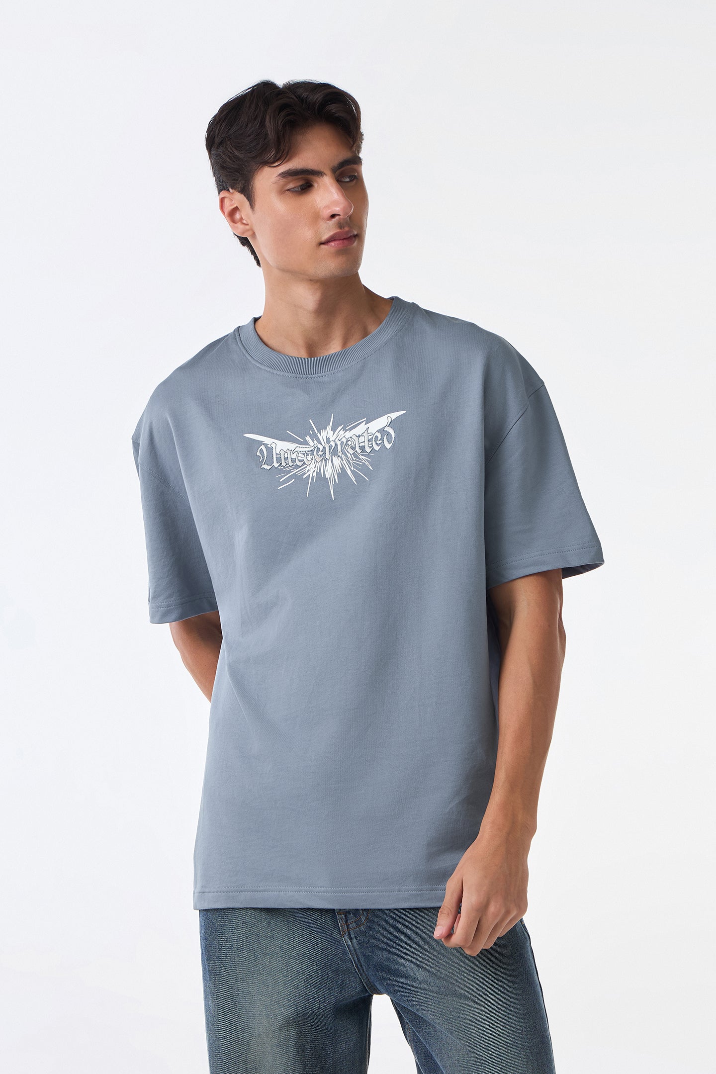 Man three-quarter front view in light