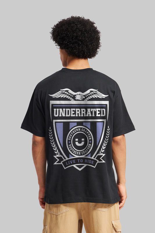 Live To Ride Underrated Black Oversized Fit T-Shirt Men Pic 1