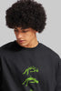 Freefall Black Oversized Fit T-Shirt Men Pic 2