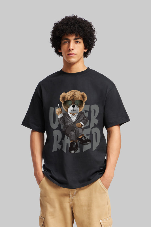 Underrated Teddy Black Oversized Fit T-Shirt Men Pic 1