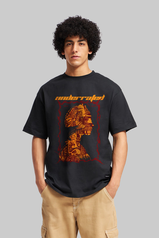 Visual Noise Head Black Oversized Fit T-Shirt Men Pic 1