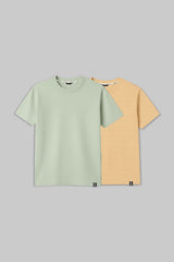 Pack of 2 Regular T-shirts - Green/ Beige