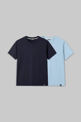 Pack of 2 Regular T-shirts - Navy Blue/ Sky Blue