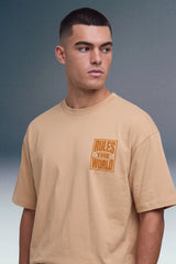 Rules The World Beige Oversized T-shirt