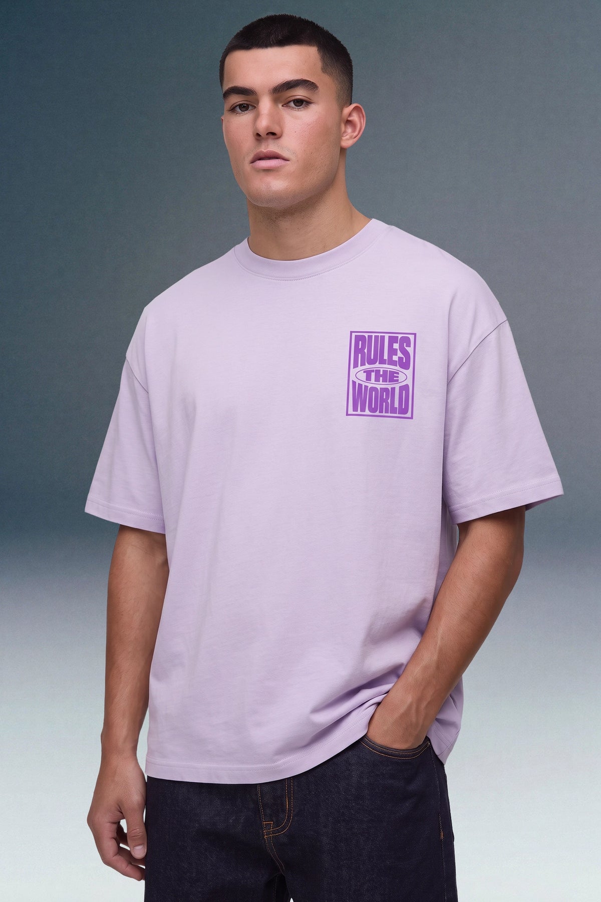Rules The World Lilac Oversized T-shirt