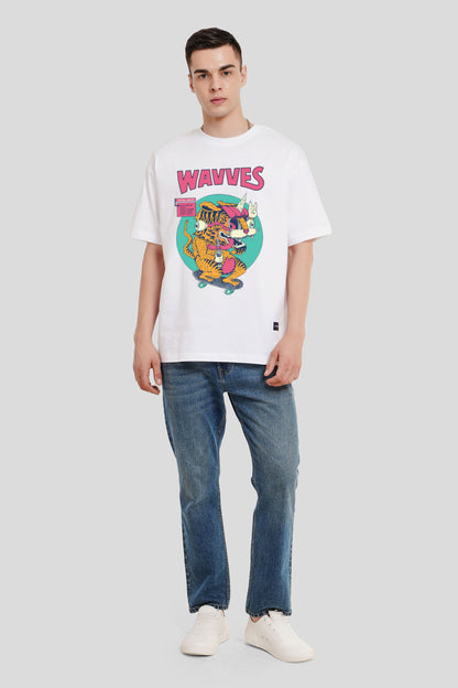 Wavves White Printed T-Shirt Men Oversized Fit