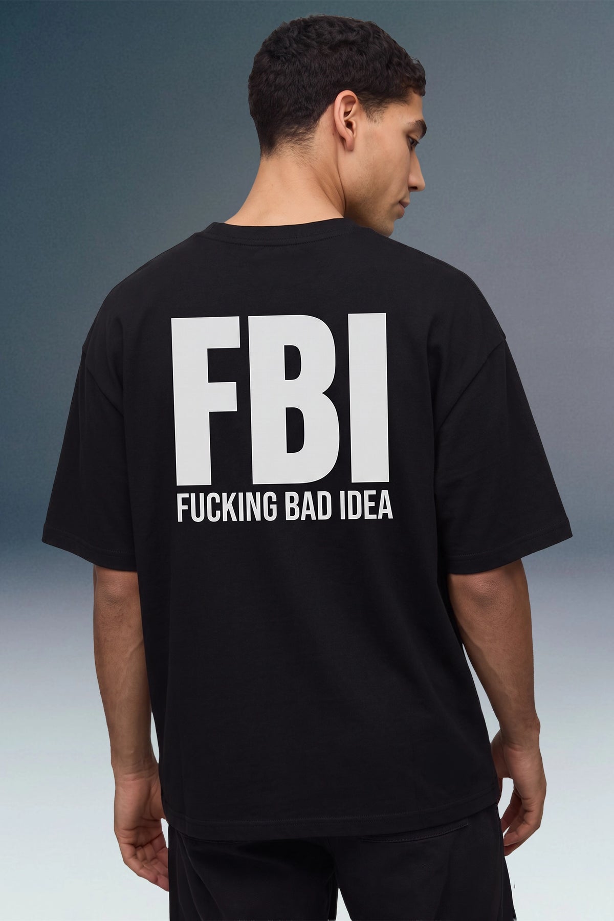 Underrated FBI Black Oversized Fit T-shirt