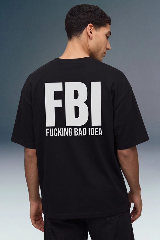 Underrated FBI Black Oversized Fit T-shirt