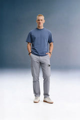 Grey Mid Rise Regular Fit 6 pocket Men's Cargo
