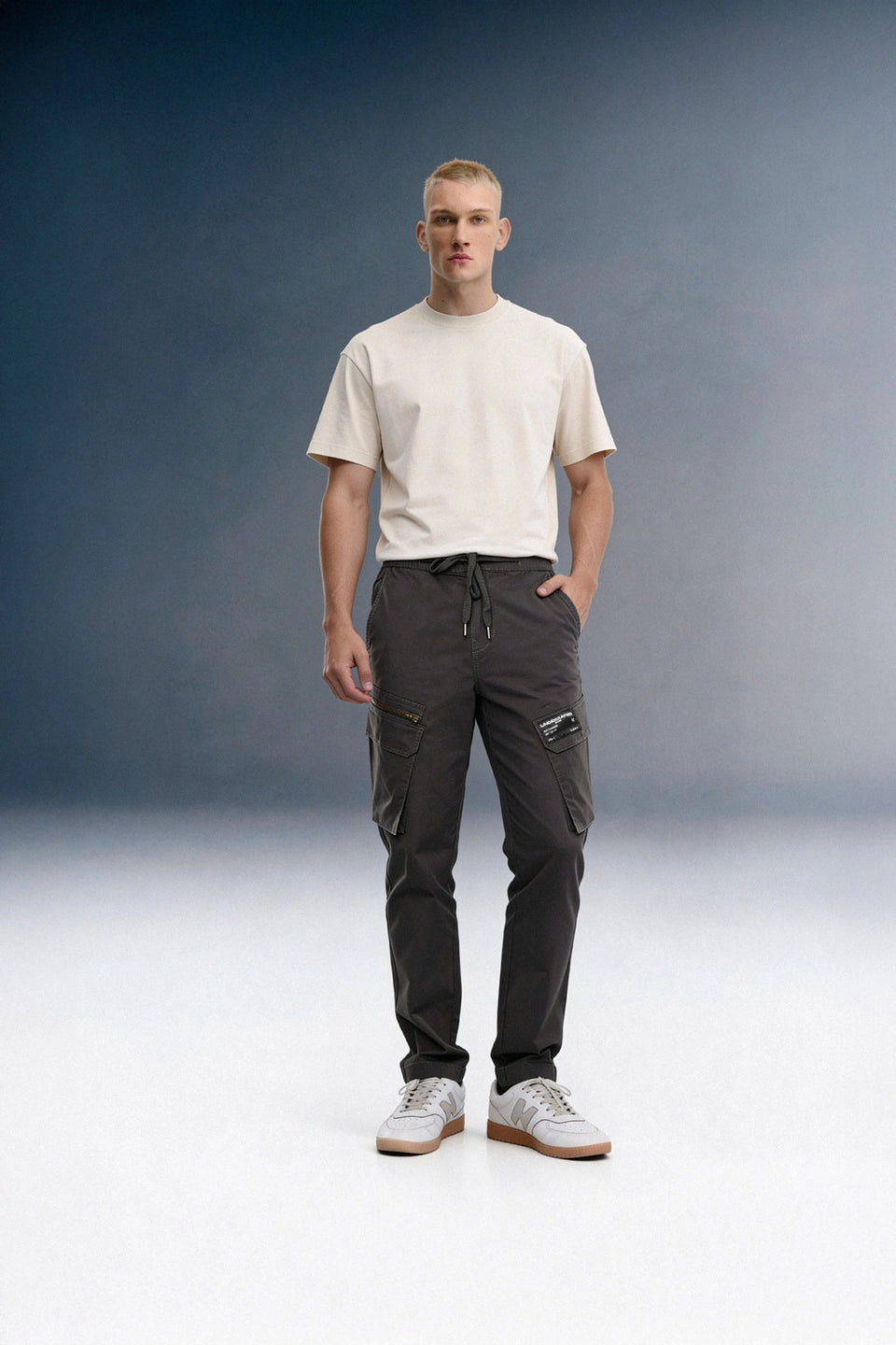 Dark Grey Mid Rise Regular Fit 6 pocket Men's Cargo