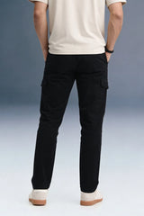 Black Mid Rise Regular Fit Men's Cargo