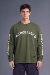 Underrated Gothic Olive Green Full Sleeves Oversized T-shirt