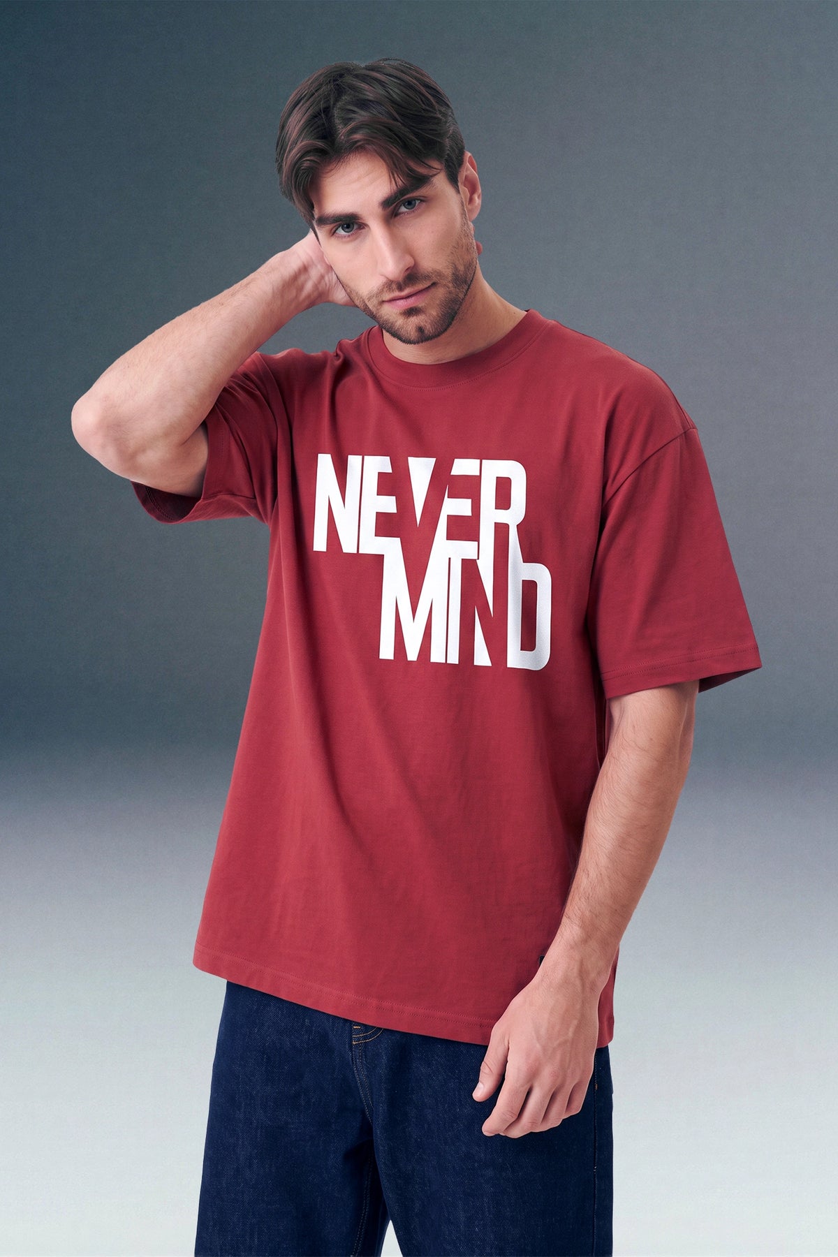Never Mind Red Oversized Fit T-shirt
