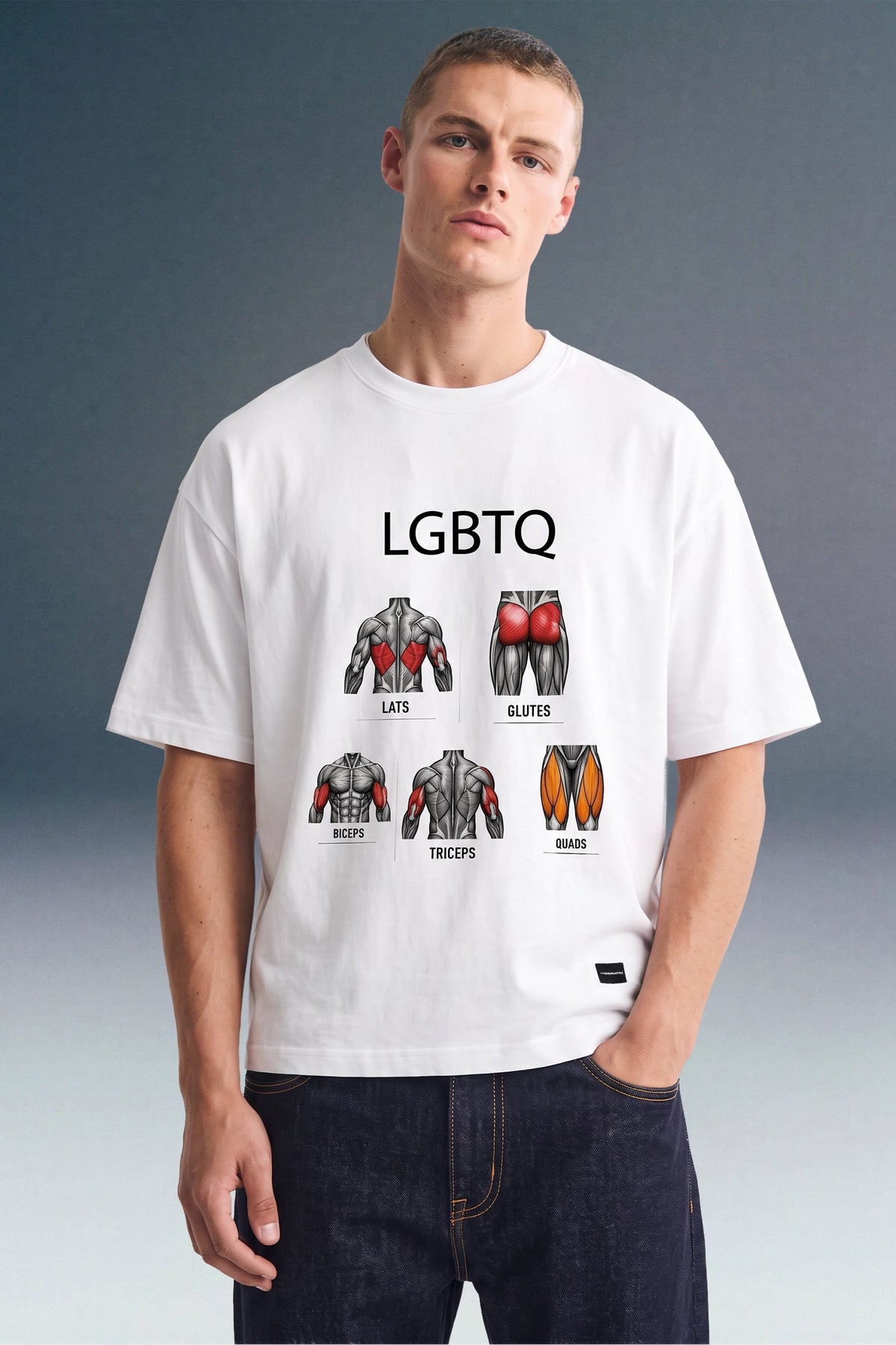 LGBTQ GYM White Oversized T-shirt
