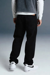 Black Mid Rise Men's Straight Jeans