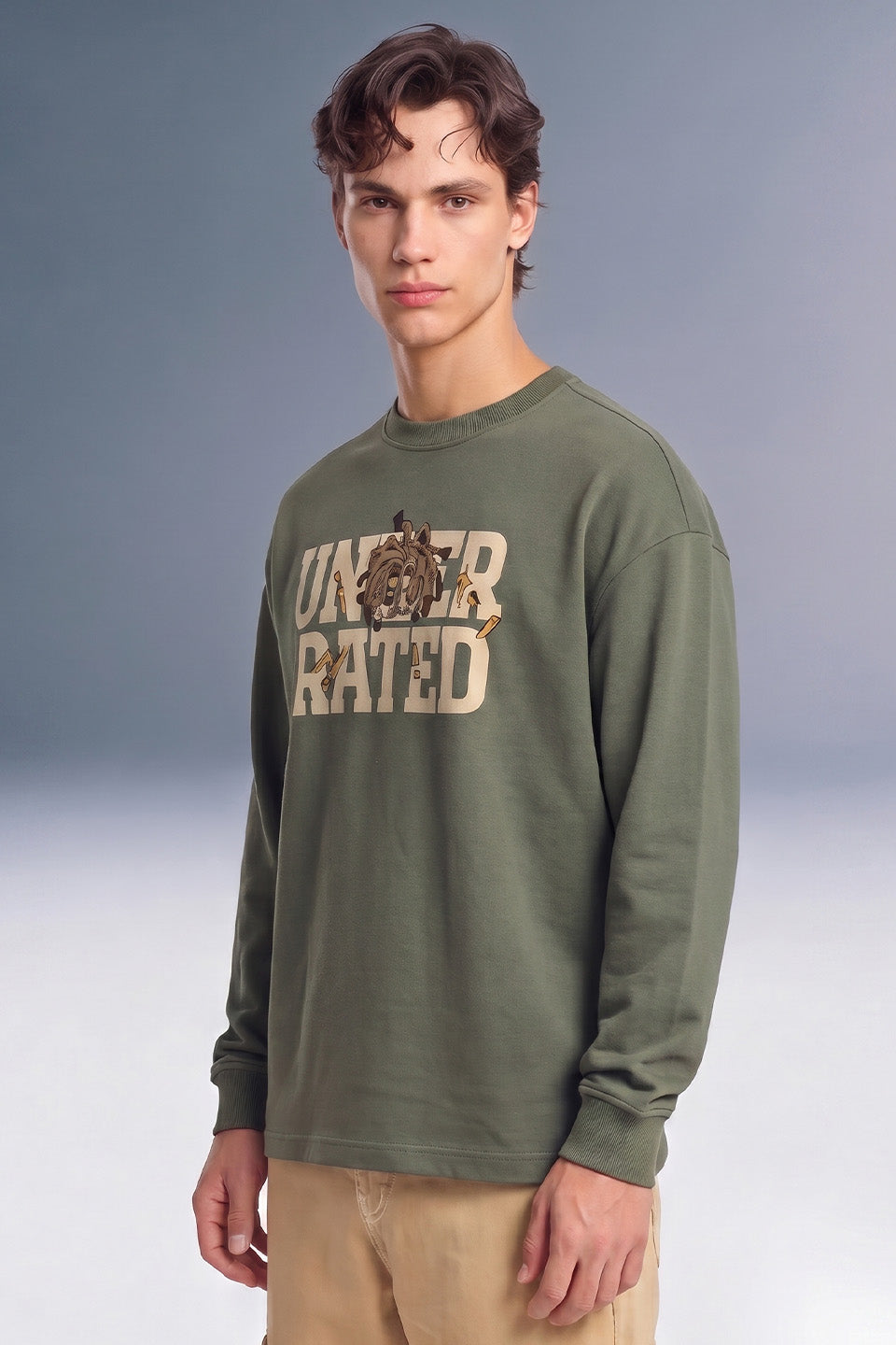 Character Olive Oversized Long Sleeve T-shirt
