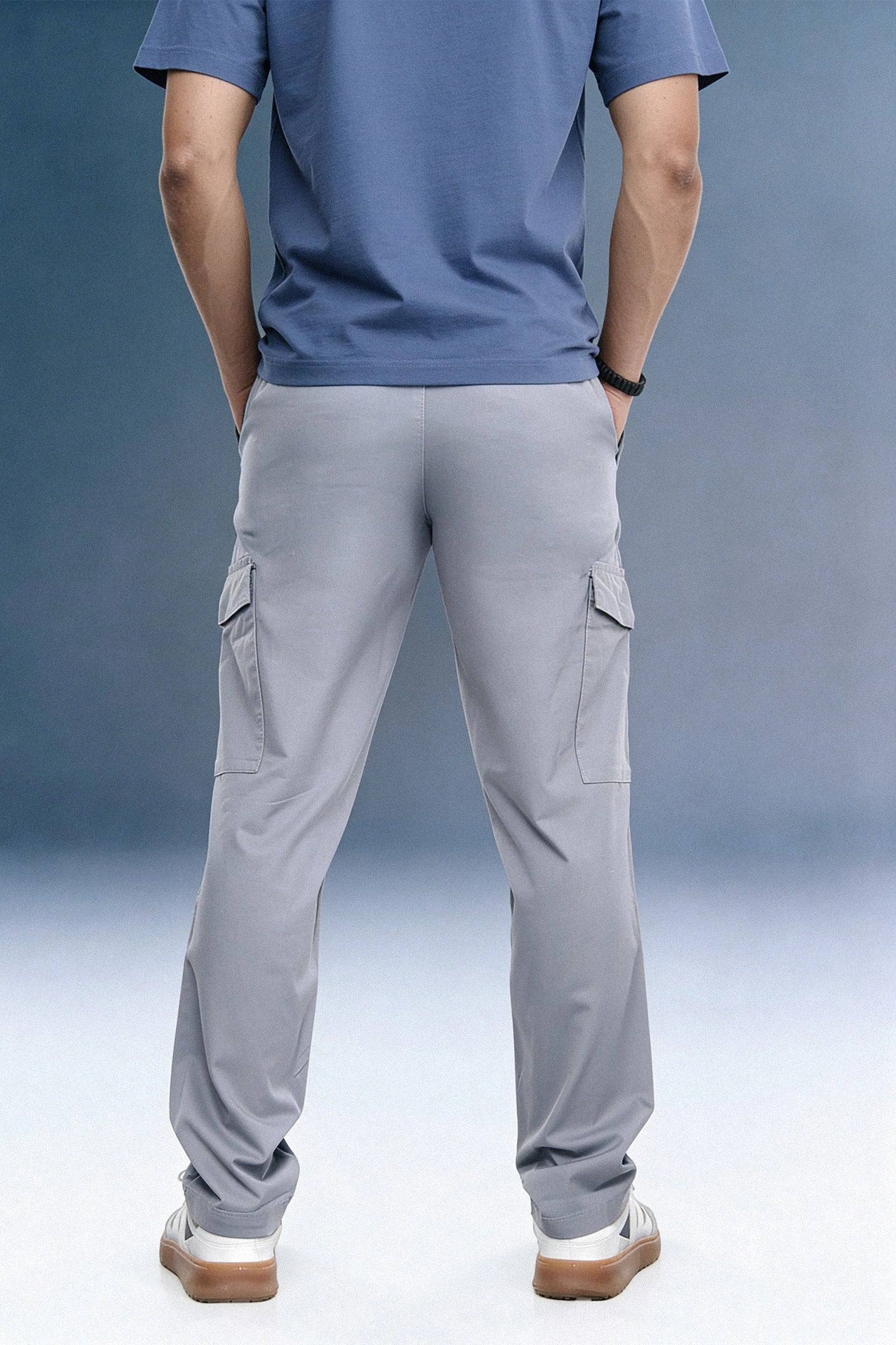 Grey Mid Rise Regular Fit 6 pocket Men's Cargo