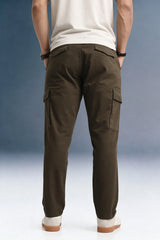Olive Mid Rise Regular Fit Men's Cargo
