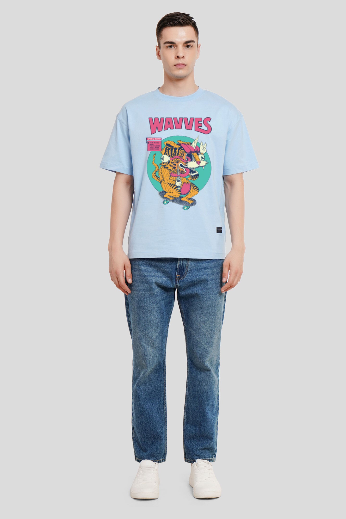 Wavves Powder Blue Printed T-Shirt