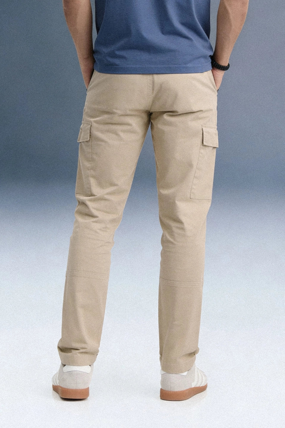 Beige Mid Rise Regular Fit 6 pocket Men's Cargo