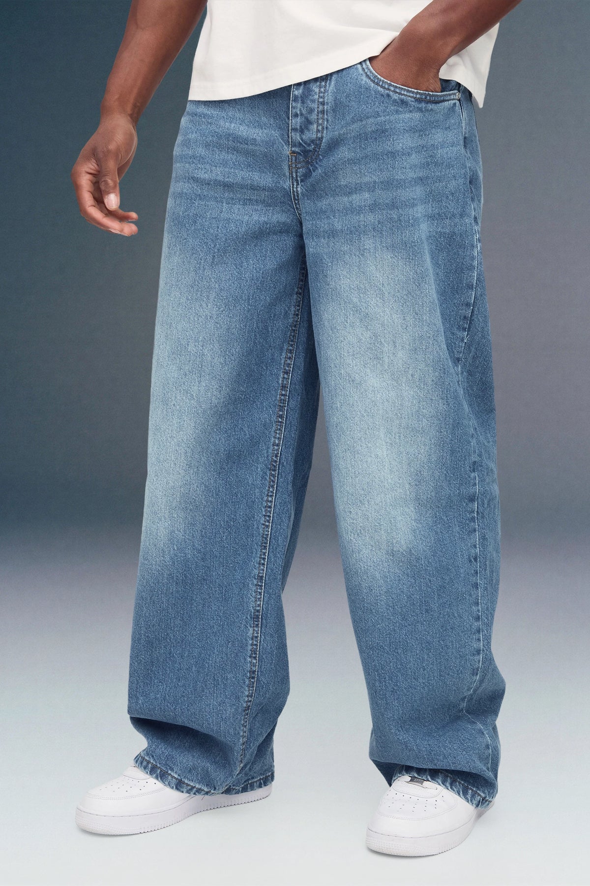Light Blue Baggy Rigid Jeans