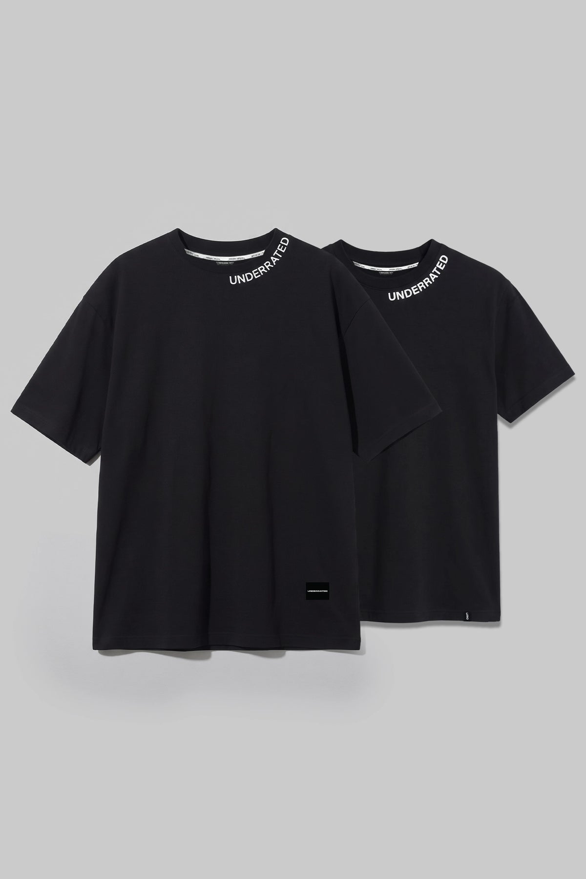 Pack of 2 Underrated Curve Black Oversized & Black Regular Fit T-shirts