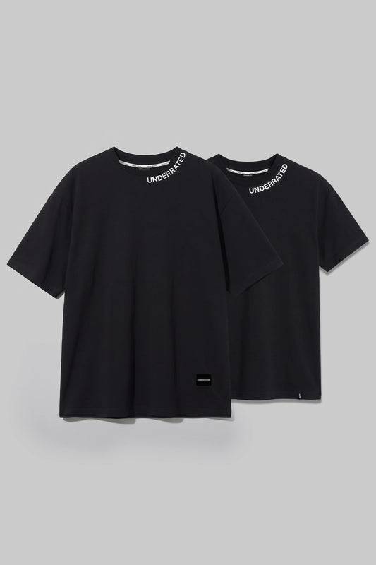 Pack of 2 Underrated Curve Black Oversized & Black Regular Fit T-shirts