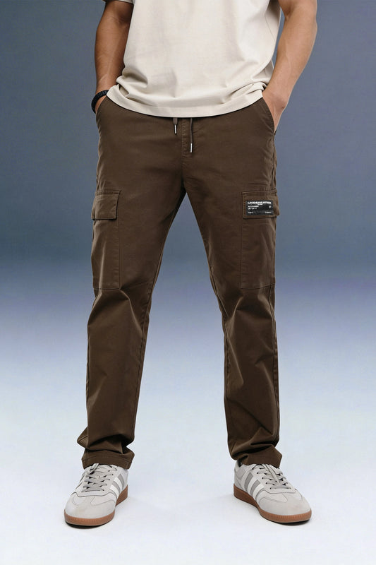 Brown Mid Rise Regular Fit Men's Cargo