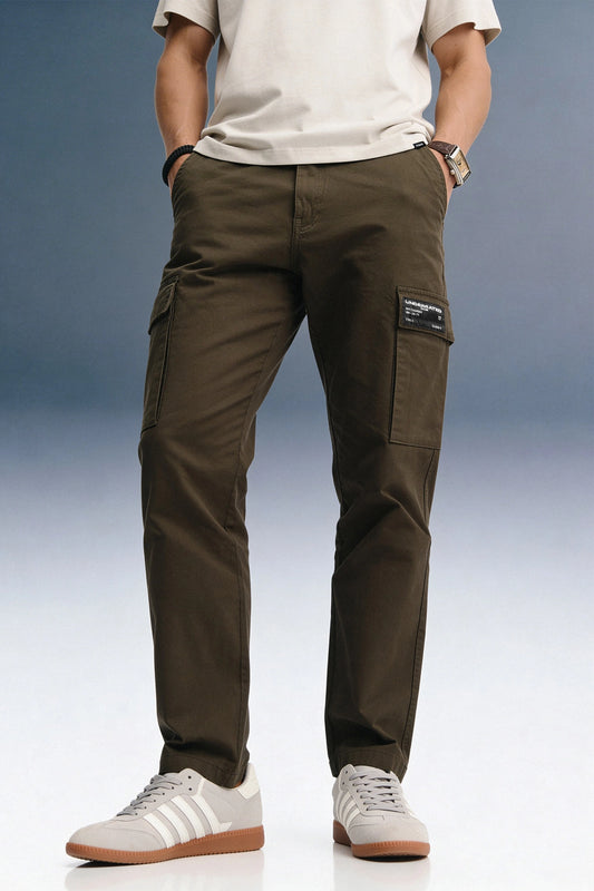 Olive Mid Rise Regular Fit Men's Cargo