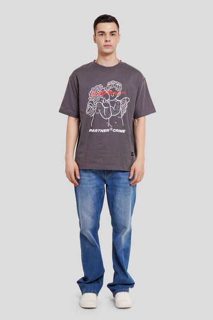 Partner N Crime Dark Grey Printed T-Shirt