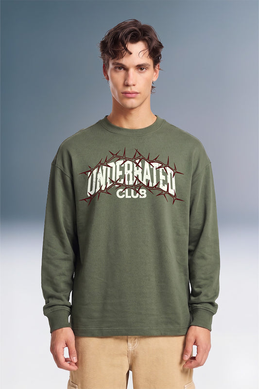 Barbed Wire Olive Oversized Long Sleeve T-shirt